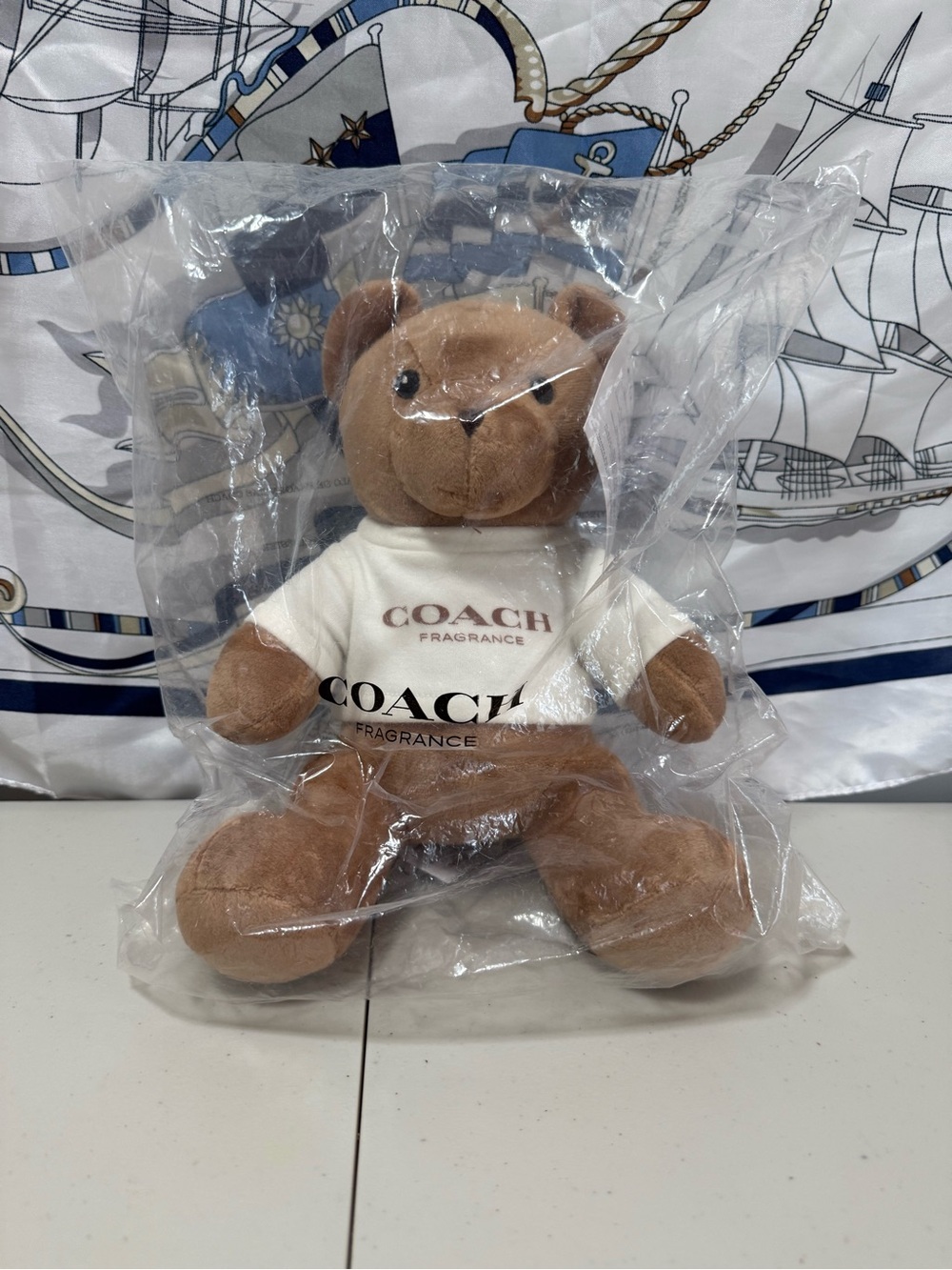Coach Brown Plush Bear with White Logo Tee